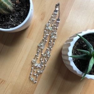 Lia Sophia Three Loop Necklace in Silver/Clear